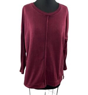 Bashara Lesser Burgundy M Top Cotton Round Neck Long Sleeve Pullover Regular Fit